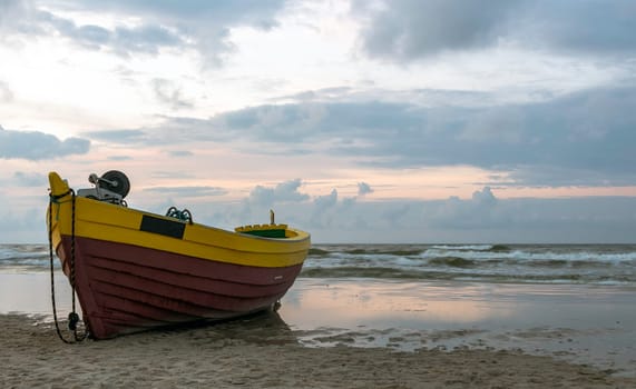 Fishing boat on Polish beach - Debki, Pomerania, Poland