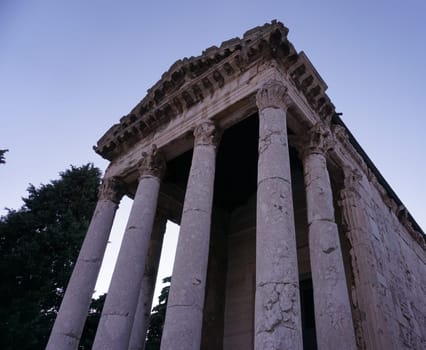 Temple of Augustus on the main square of Pula, Croatia 2020
