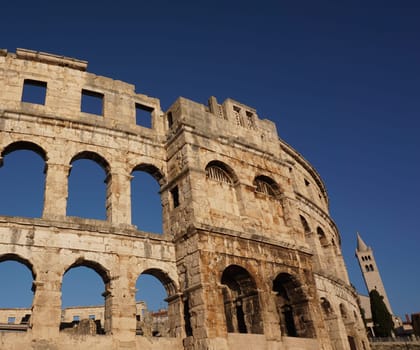 The ancient amphi theatre of Pula, Istria, Croatia 2020