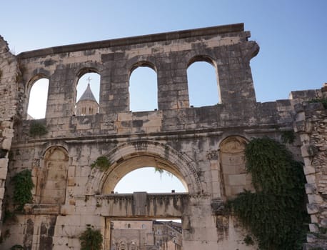 City wall, city gate - part of Diocletian's Palace, Split, Croatia 2020