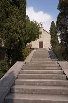 Stairs leading to Our Lady of Bethlehem Church on Marjan Hill, Split, Croatia 2020