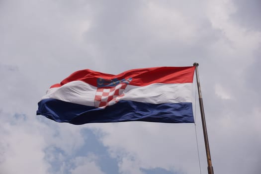 Croatian flag at the view point in Split, Croatia 2020