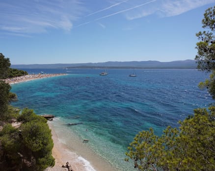 View on the Golden Horn Beach on the island of Brac, Croatia 2020