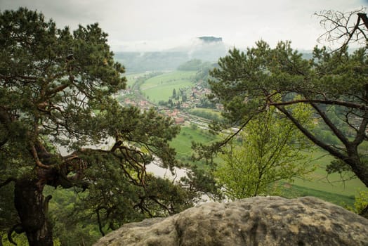 Bastei in the elbe sandstone mountains in the saxon switzerland in Germany, Elbsandsteingebirge near Dresden