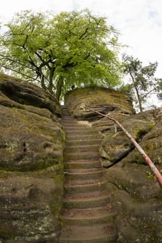 Bastei in the elbe sandstone mountains in the saxon switzerland in Germany, Elbsandsteingebirge near Dresden