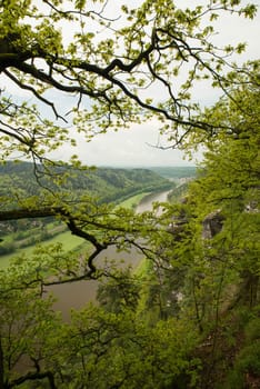 Bastei in the elbe sandstone mountains in the saxon switzerland in Germany, Elbsandsteingebirge near Dresden