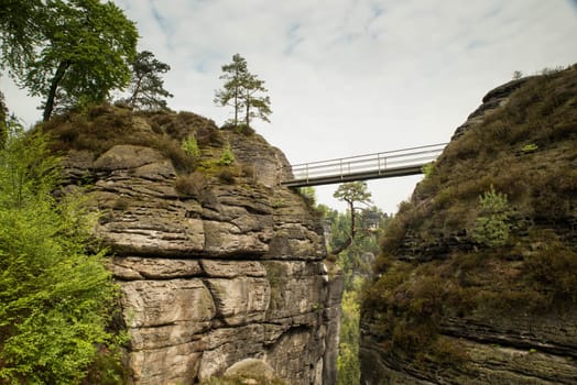 Bastei in the elbe sandstone mountains in the saxon switzerland in Germany, Elbsandsteingebirge near Dresden