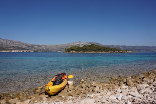Exploring the smaller islands around korcula town with a kayak, Croatia 2020