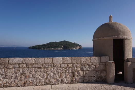 Small watchtower on Dubrovnik's famous City Walls, Croatia 2020