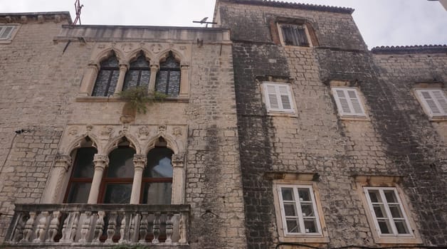Beautiful facade of a house in Trogir's old town, Croatia 2020