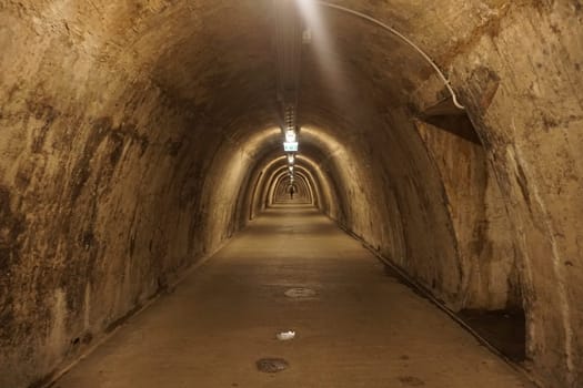 Inside Zagreb's famous Gric Tunnel, pedestrian tunnel under Zagreb, Croatia 2020