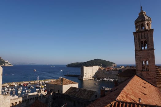 View onto the Harbour of Dubrovnik from the City Walls, Croatia 2020