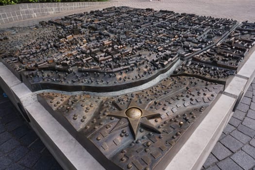 Bronze map showing the entire city of Zagreb, Croatia 2020