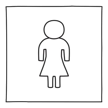 Doodle man or genderless person icon or logo, hand drawn with thin black line. Graphic design element isolated on white background. Vector illustration