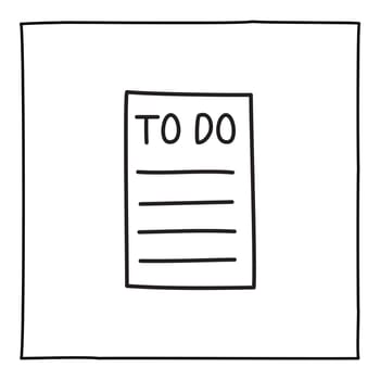 Doodle to-do list icon or logo, hand drawn with thin black line. Isolated on white background. Vector illustration