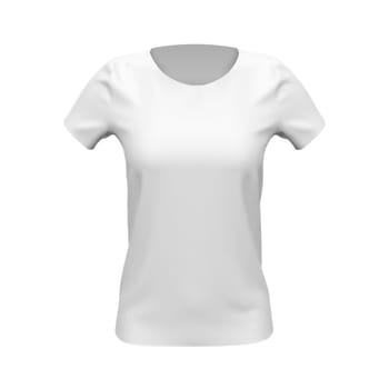 Blank mockup of white basic women t-shirt, front view, isolated on white background. Vector illustration