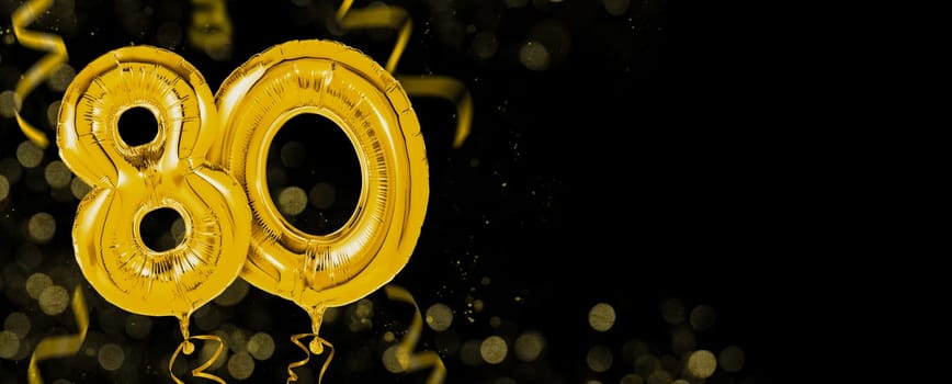 Golden balloons with copy space - Number 80