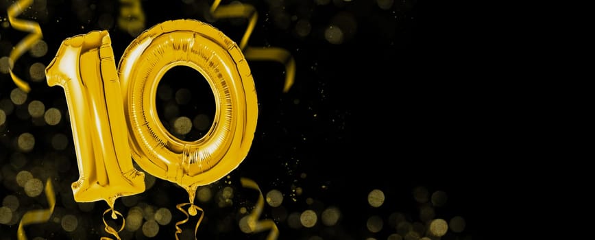 Golden balloons with copy space - Number 10
