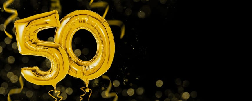 Golden balloons with copy space - Number 50