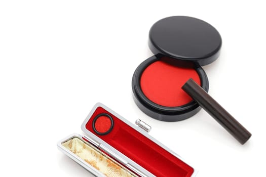 Japanese signature stamp (hanko) with stamp pad