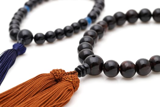 Buddhist rosary called Juzu. Buddhist tool used for praying at funeral