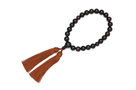 Buddhist rosary called Juzu. Buddhist tool used for praying at funeral