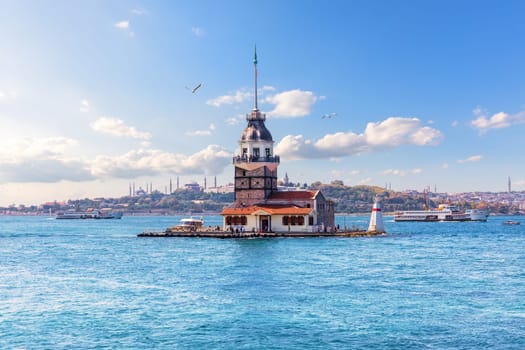Maiden's Tower in the Bosphorus straight, Istanbul, Turkey.