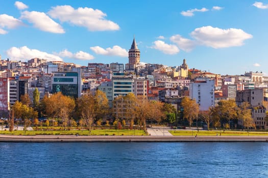 Istanbul Galata Tower over the Golden Horn, Turkey.