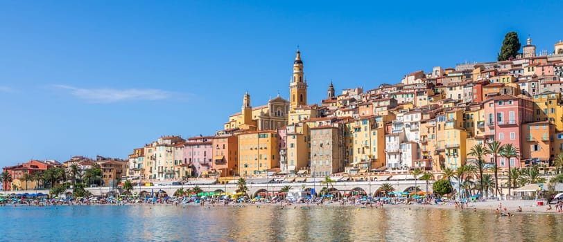 Menton, France - circa August 2021: view of the French Riviera, named the Coast Azur, located in the South of France.