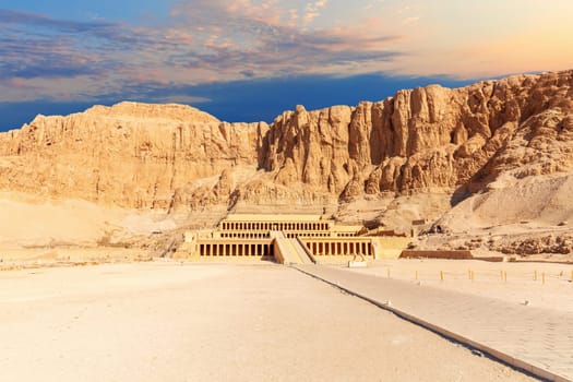 The Djeser-Djeseru or the Mortuary Temple of Hatshepsut, main view, Luxor, Egypt.