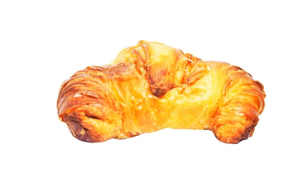 Plain croissant on isolated white background with clipping path. Food still life objct.