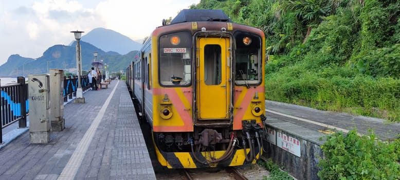 Keelung, Taiwan - 25 Aug, 2021 : Scenery of Badouzi railway station in keelung city, taiwan