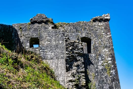 Ruined Dinefwr (Dynevor) Castle overlooking the River Tywi - Llandeilo, Carmarthenshire, Wales, United Kingdom