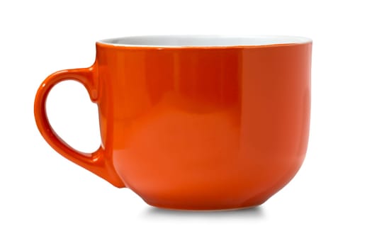 The empty red mug isolated on white background.