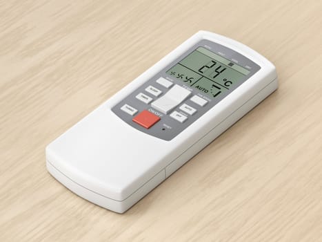Remote control for air conditioner on wooden table