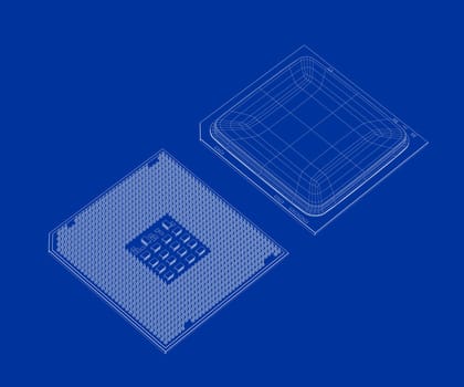 3D wire-frame models of computer processors