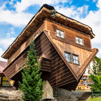 Upside Down fully furnished House in Centre of Education and Regional Promotion, Szymbark, Pomerania, Poland