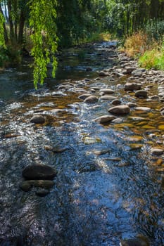 Ambroz River running beside Abadia Village. Caceres, Extremadura, Spain
