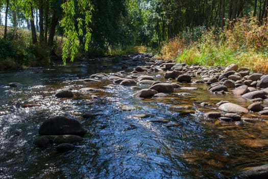 Ambroz River running beside Abadia Village. Caceres, Extremadura, Spain