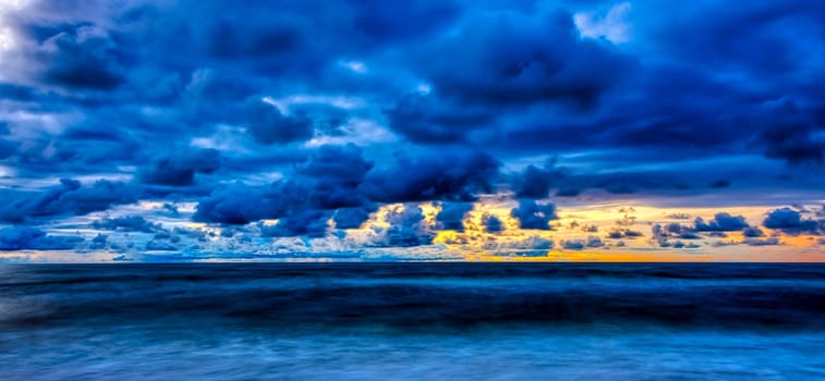 Sunset over Baltic Sea in Lubiatowo, Pomerania, Poland