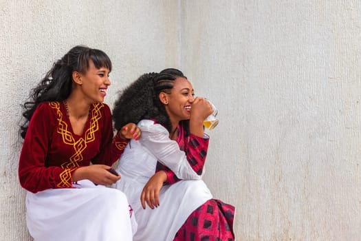 Mekelle, Ethiopia - April 28, 2019: Ethiopian beautiful woman with traditional hair style on the street in Mekelle, second largest city and capital of Tigray region, in Ethiopia Africa