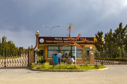 Mekelle, Ethiopia - April 28, 2019: Soldiers guarding Tigray Martyrs Monument in Mekelle, second largest city and capital of Tigray region, in Ethiopia Africa
