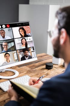 Online Video Conference Interview Meeting. Conferencing Webinar