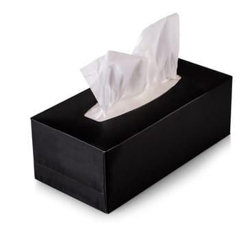 The Tissue box mock up black tissue box isolated on white