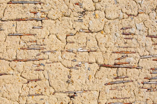 The Wicker wall with clay of old rural village farm barn