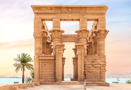 Trajan's Kiosk on Agilkia Island by the Nile, Aswan, Egypt.