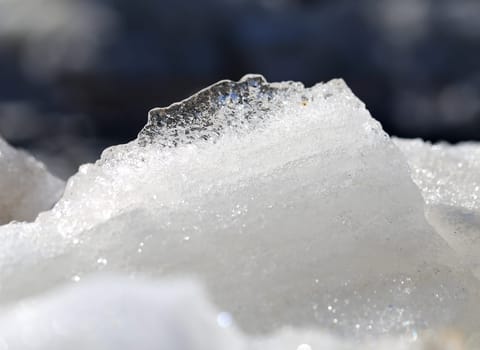 Beautiful white a ice photographed close up