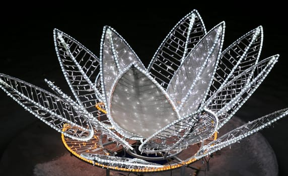Beautiful glowing flower sculpture photographed close up