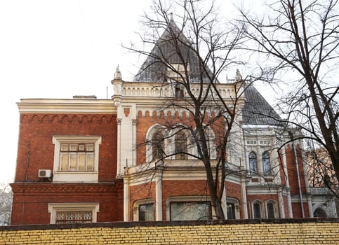 Old house in downtown Moscow photographed close up