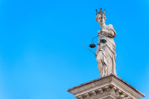 Statue of Justice, on the background of the sky